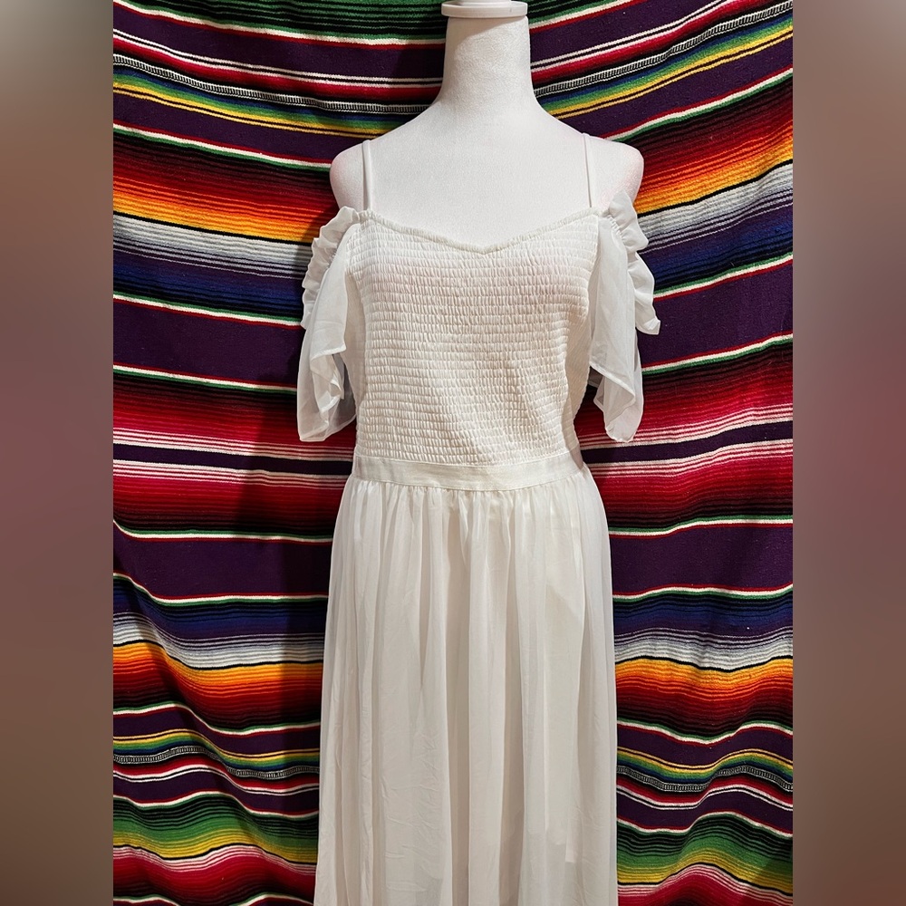 Chic White Ruffle Maxi Dress - Picture 4 of 7